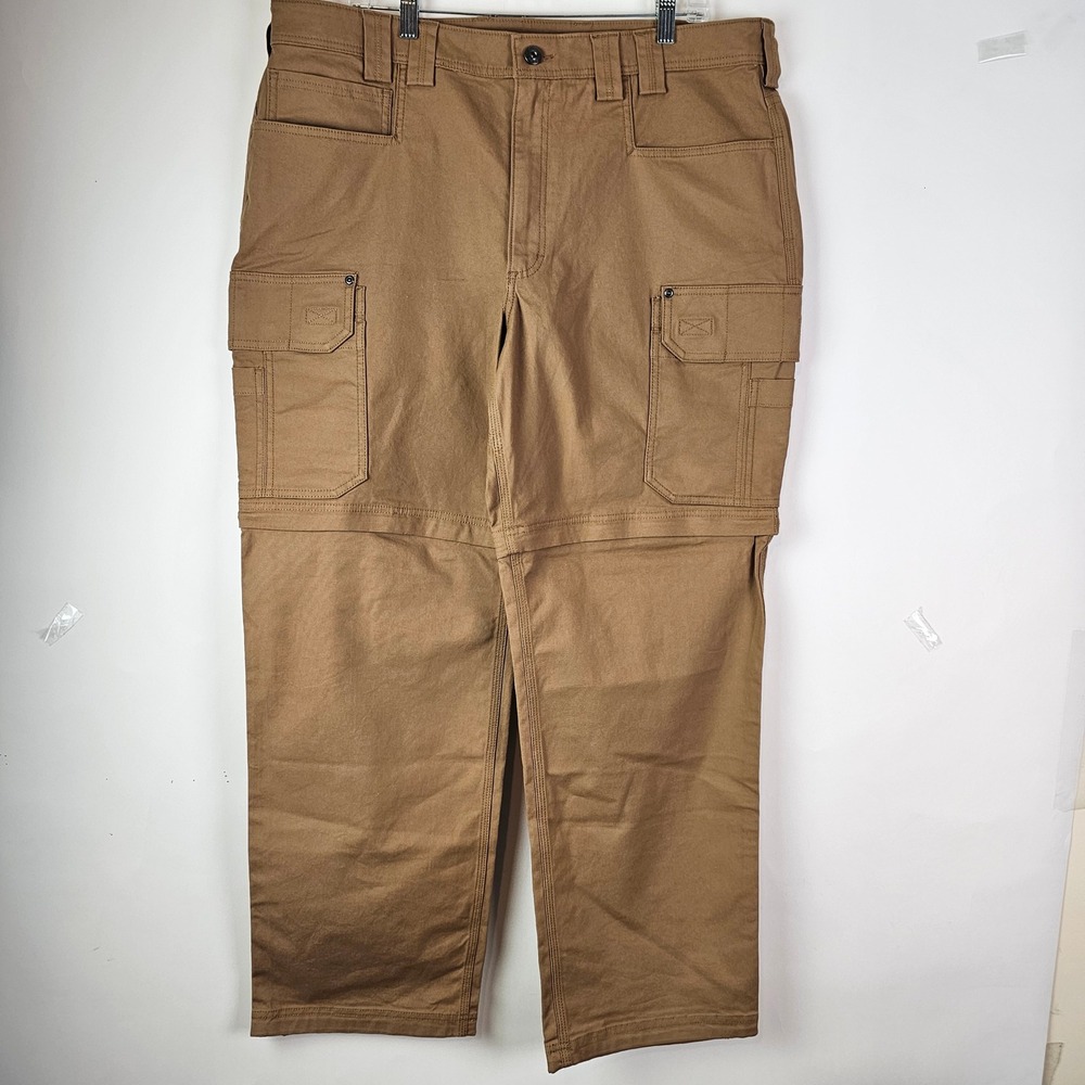Duluth Trading Co Mens Flex Fire Hose Cargo Pants Tan Brown 40x32 Workwear